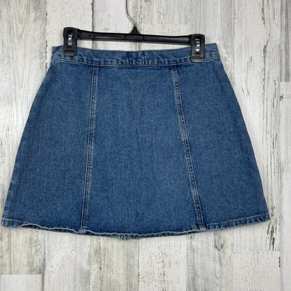 BDG Urban Outfitters denim mini skirt A line snap front blue size Medium - Picture 5 of 5